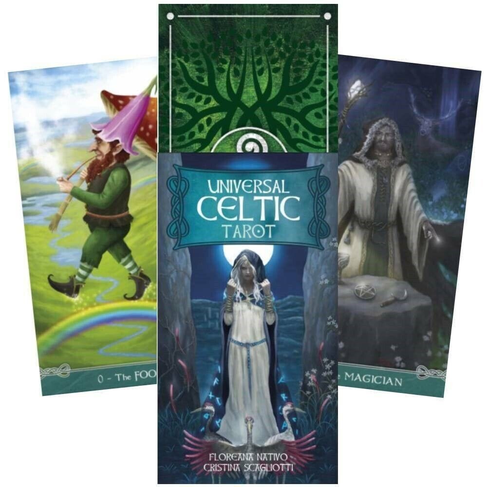 Tarotista profesional comparando una carta de oráculo contemporáneo con un mazo de tarot tradicional.