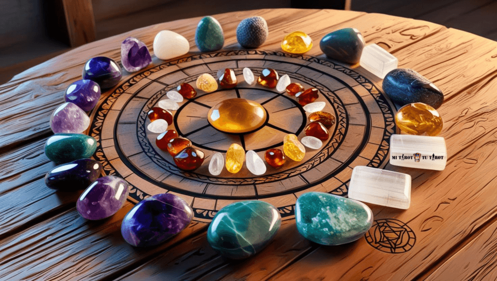 Conjunto de cristales nativos ordenados para dar inicio a los rituales con piedras espirituales.