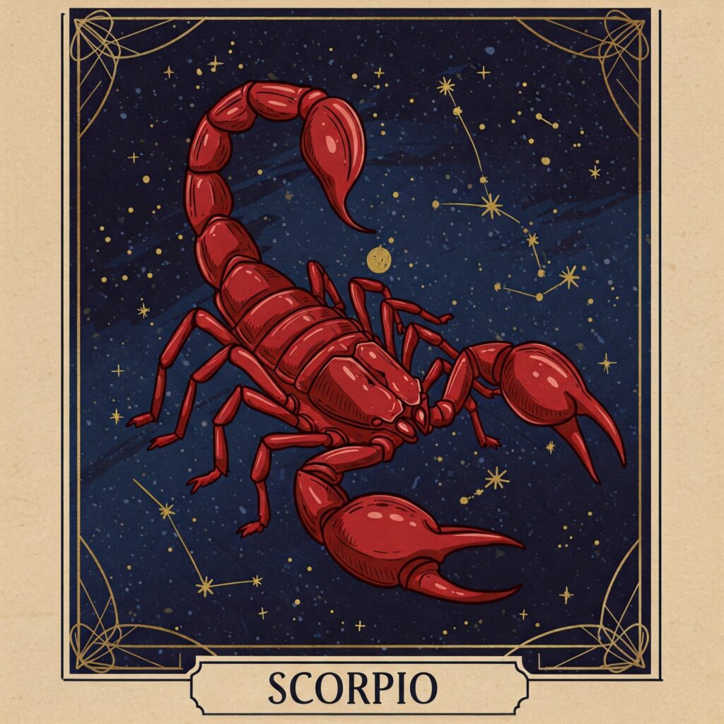 Ilustración del arquetipo del escorpión correspondiente a Escorpio signo de agua.