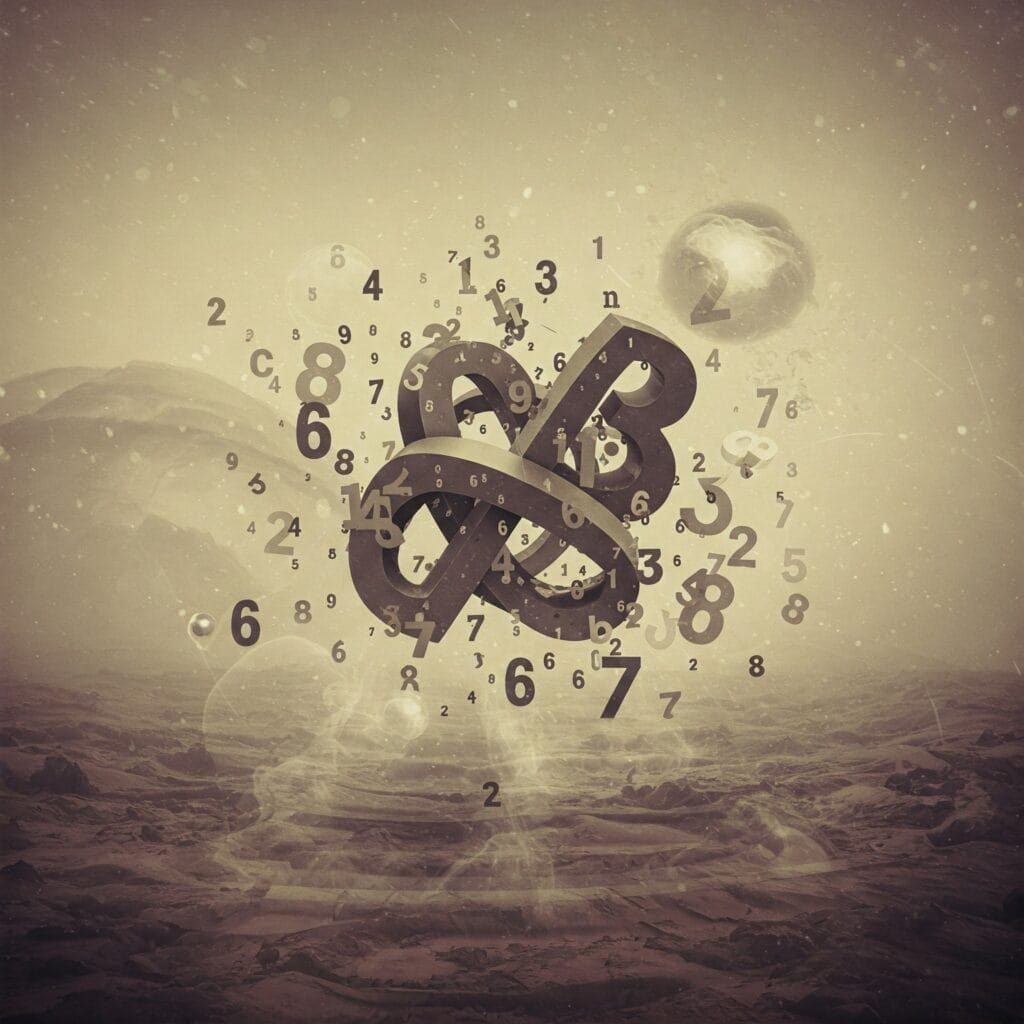 Amuleto circular dorado con inscripciones que representa los ciclos evolutivos de la numerología.