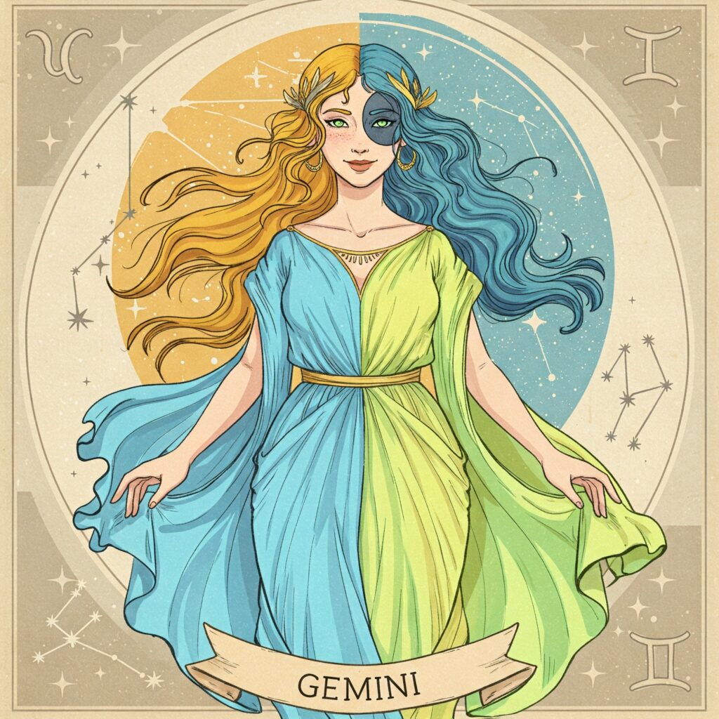 Géminis signo representado a través del arquetipo de la dualidad mental.