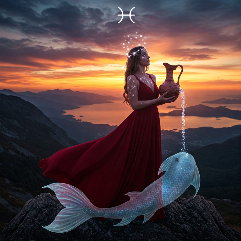 Piscis signo representado a través del arquetipo de la intuición y la conexión espiritual.