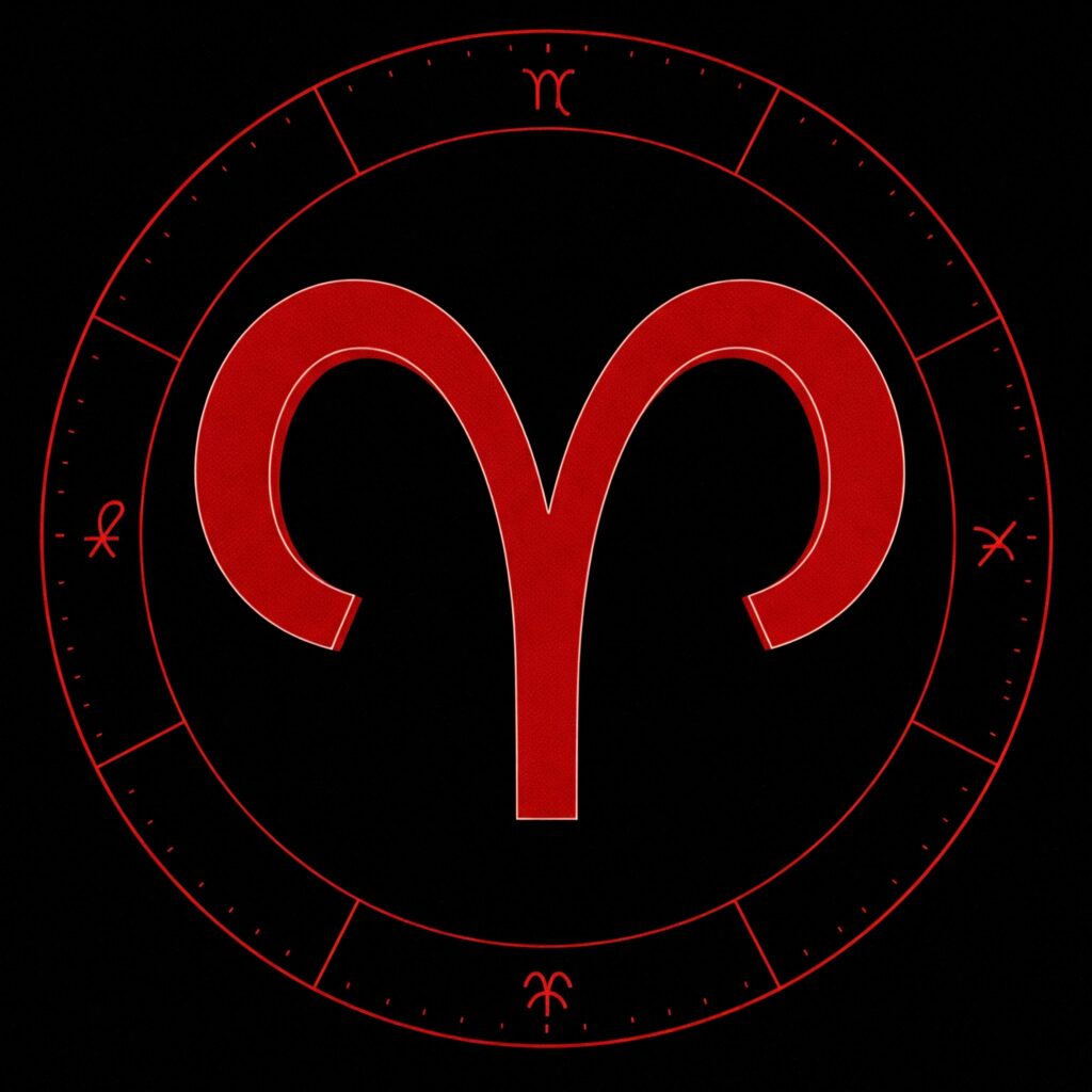Ilustración con el símbolo de Aries con estrellas para psicología de arquetipos.