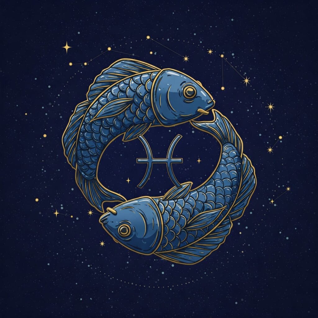 Representación artística del signo de Piscis utilizado para evaluar las tendencias naturales.